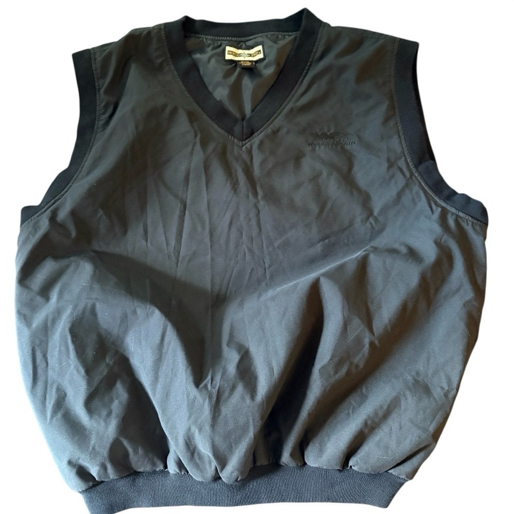 Black Windbreaker Vest XL Retro 90s Workwear Fall Layering‎ Essential